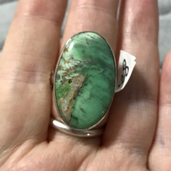 New Sterling Silver Large Oval Australian Variscite Ring Size 8 Gemstone Greens - Picture 16 of 16